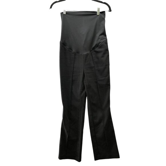 Loft Maternity Dress Pants Womens 0M Black Straight Leg Seamed Stretch - Picture 1 of 9